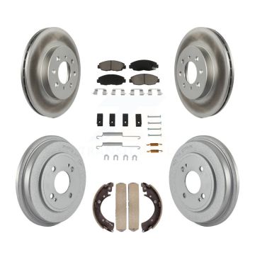 Front Rear Coated Disc Brake Rotors Ceramic Pads And Drum Kit (7Pc) For Honda Civic KGC-101940