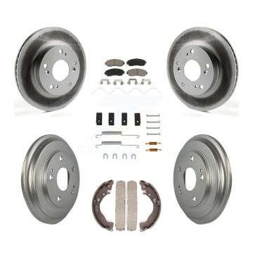 Front Rear Coated Disc Brake Rotors Ceramic Pads And Drum Kit (7Pc) For Honda Civic KGC-101941