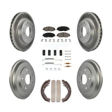 Front Rear Coated Disc Brake Rotors Ceramic Pads And Drum Kit (7Pc) For Honda Civic KGC-101942