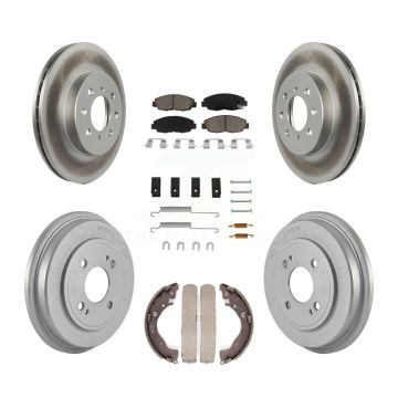 Front Rear Coated Disc Brake Rotors Ceramic Pads And Drum Kit (7Pc) For Honda Insight KGC-101943