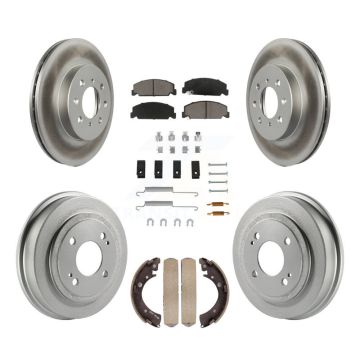 Front Rear Coated Disc Brake Rotors Ceramic Pads And Drum Kit (7Pc) For Honda Civic KGC-101944