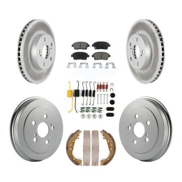 Front Rear Coated Disc Brake Rotors Ceramic Pad Drum Kit (7Pc) For 2004-2007 Toyota Prius KGC-101946