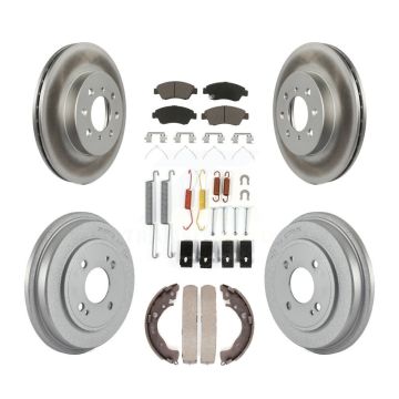 Front Rear Coated Disc Brake Rotors Ceramic Pads And Drum Kit (7Pc) For Honda Fit KGC-101947