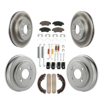 Front Rear Coated Disc Brake Rotor Ceramic Pad And Drum Kit (7Pc) For 2007-2008 Honda Fit KGC-101948