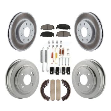 Front Rear Coated Disc Brake Rotors Ceramic Pads And Drum Kit (7Pc) For Honda Civic KGC-101949