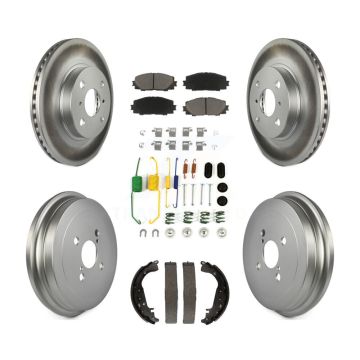Front Rear Coated Disc Brake Rotors Ceramic Pads And Drum Kit (7Pc) For Toyota Yaris KGC-101950