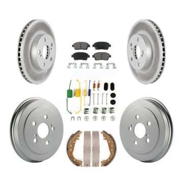 Front Rear Coated Disc Brake Rotors Ceramic Pads And Drum Kit (7Pc) For 2008 Toyota Prius KGC-101951