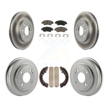 Front Rear Coated Disc Brake Rotors Ceramic Pads And Drum Kit For 2007-2008 Honda Fit KGC-101978
