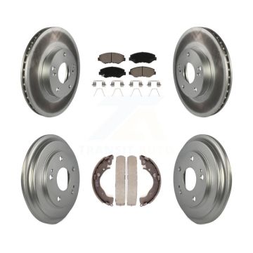 Front Rear Coated Disc Brake Rotors Ceramic Pads And Drum Kit For Honda Civic KGC-101985