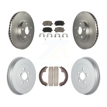 Front Rear Coated Disc Brake Rotors Ceramic Pad & Drum Kit For Toyota Matrix Pontiac Vibe KGC-101988