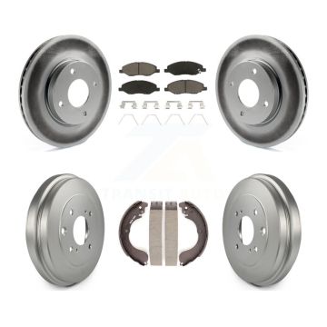 Front Rear Coated Disc Brake Rotor Ceramic Pad Drum Kit For 2008 Nissan Versa 4-Wheel ABS KGC-102001
