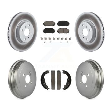 Front Rear Coated Disc Brake Rotor Ceramic Pad And Drum Kit For 2012-2013 Toyota Yaris SE KGC-102021