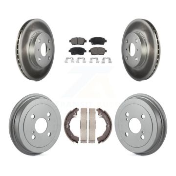 Front Rear Coated Disc Brake Rotors Ceramic Pads And Drum Kit For 2001-2005 Toyota Echo KGC-102022
