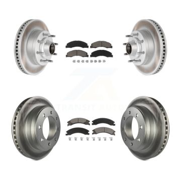 Front Rear Coated Disc Brake Rotors Ceramic Pad Kit For Ford E-350 Super Duty E-250 E-150 KGC-102024