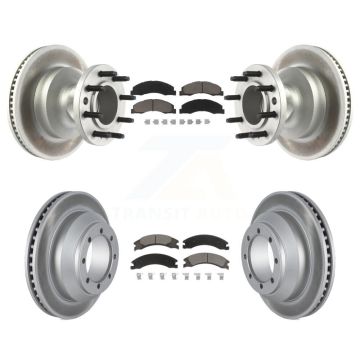 Front Rear Coated Disc Brake Rotors & Ceramic Pad Kit For Ford E-350 Super Duty Econoline KGC-102025