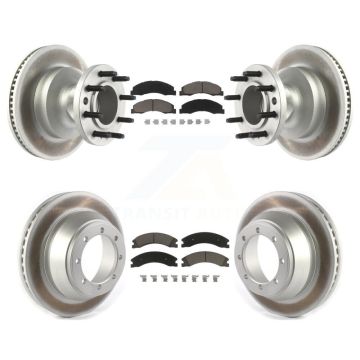 Front Rear Coated Disc Brake Rotors And Ceramic Pads Kit For Ford E-450 Super Duty KGC-102026
