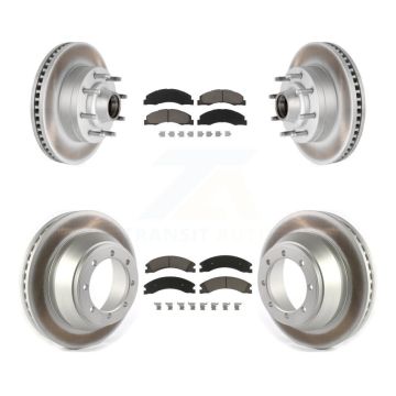 Front Rear Coated Disc Brake Rotors And Ceramic Pads Kit For Ford E-450 Super Duty KGC-102027