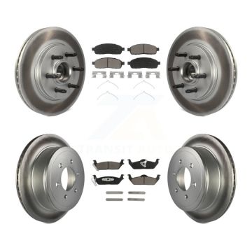 Front Rear Coated Disc Brake Rotor And Ceramic Pad Kit For Ford F-150 Lincoln Mark LT RWD KGC-102030
