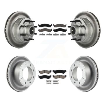 Front Rear Coated Brake Rotor & Ceramic Pad Kit For Ford E-350 Super Duty E-250 Econoline KGC-102031