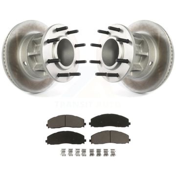 Front Coated Disc Brake Rotor Hub And Ceramic Pad Kit For Ford F-350 Super Duty F-250 RWD KGC-102041