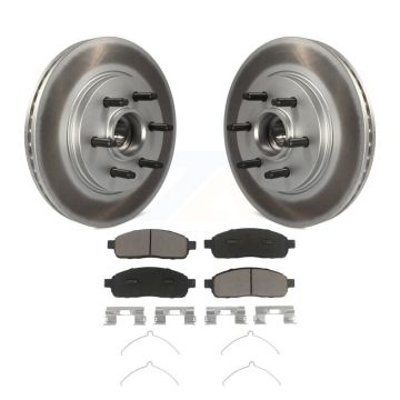 Front Coated Disc Brake Rotors Hub And Ceramic Pad Kit For Ford F-150 Lincoln Mark LT RWD KGC-102044