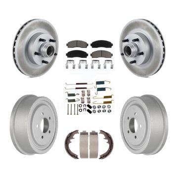 Front Rear Coat Disc Brake Rotor Ceramic Pad Drum Kit (7Pc) For 2006-2009 Ford Ranger RWD KGC-102049