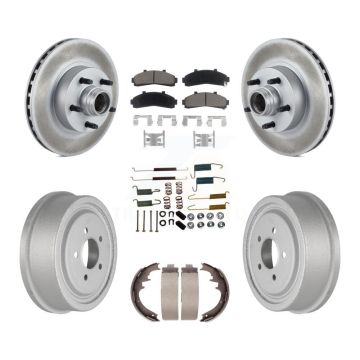 Front Rear Coat Disc Brake Rotors Hub Assembly Ceramic Pad Drum Kit (7Pc) For Ford Ranger KGC-102050