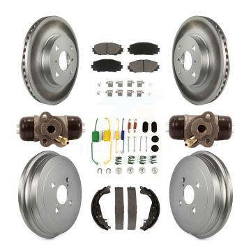 Front Rear Coated Disc Brake Rotors Ceramic Pads And Drum Kit (9Pc) For Toyota Yaris KGC-102053