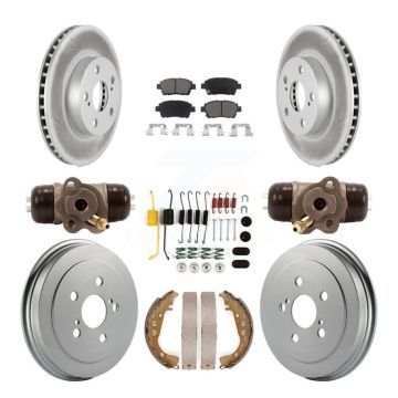 Front Rear Coated Disc Brake Rotors Ceramic Pad Drum Kit (9Pc) For 2004-2007 Toyota Prius KGC-102055