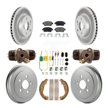 Front Rear Coated Disc Brake Rotors Ceramic Pads And Drum Kit (9Pc) For 2008 Toyota Prius KGC-102056