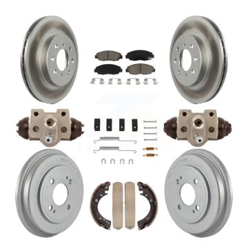 Front Rear Coated Disc Brake Rotors Ceramic Pads And Drum Kit (9Pc) For Honda Civic KGC-102063