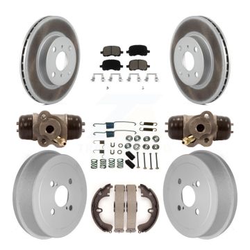 Front Rear Coated Disc Brake Rotors Ceramic Pad Drum Kit (9Pc) For Toyota Corolla Non-ABS KGC-102067