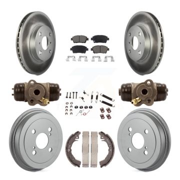 Front Rear Coated Disc Brake Rotor Ceramic Pad & Drum Kit (9Pc) For 2001-2005 Toyota Echo KGC-102069