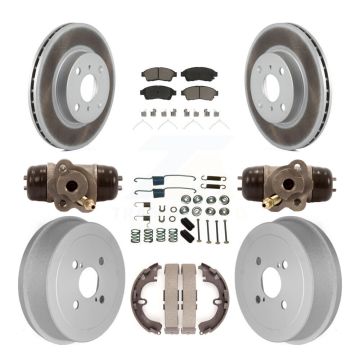Front Rear Coat Disc Brake Rotors Ceramic Pad Drum Kit (9Pc) For Toyota Corolla Geo Prizm KGC-102071