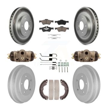 Front Rear Coated Brake Rotors Ceramic Pad Drum Kit (9Pc) For Ford Escape Mercury Mariner KGC-102072
