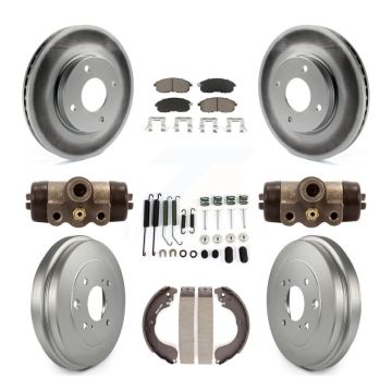 Front Rear Coat Disc Brake Rotors Ceramic Pad Drum Kit (9Pc) For Nissan Versa Sentra Cube KGC-102074