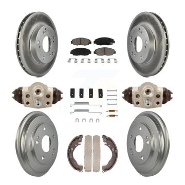 Front Rear Coated Disc Brake Rotors Ceramic Pads And Drum Kit (9Pc) For Honda Civic KGC-102075