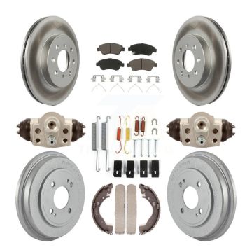 Front Rear Coated Disc Brake Rotors Ceramic Pads And Drum Kit (9Pc) For Honda Fit KGC-102076