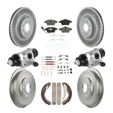 Front Rear Coated Disc Brake Rotors Ceramic Pads And Drum Kit (9Pc) For Volkswagen Jetta KGC-102078