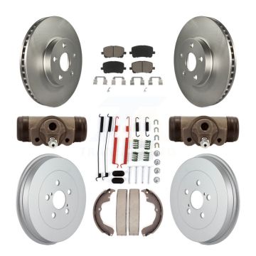 Front Rear Coated Brake Rotor Ceramic Pad & Drum Kit (9Pc) For Pontiac Vibe Toyota Matrix KGC-102081