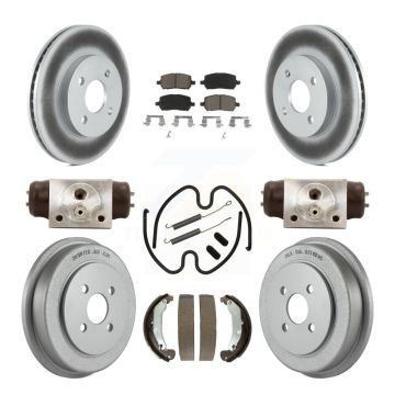 Front Rear Coated Disc Brake Rotors Ceramic Pads And Drum Kit (9Pc) For 2003 Saturn Ion KGC-102084