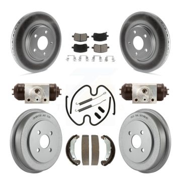 Front Rear Coated Disc Brake Rotors Ceramic Pads And Drum Kit (9Pc) For Pontiac Pursuit KGC-102085