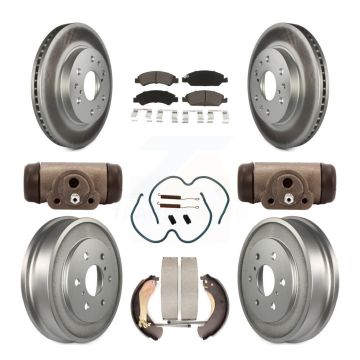 Front Rear Coated Brake Rotor Ceramic Pad Drum Kit (9Pc) For Chevrolet Silverado 1500 GMC KGC-102090