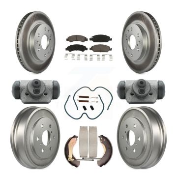 Front Rear Coated Brake Rotor Ceramic Pad Drum Kit (9Pc) For Chevrolet Silverado 1500 GMC KGC-102091