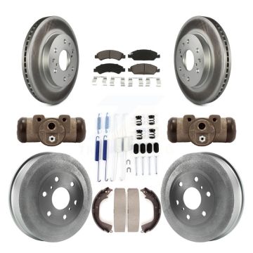 Front Rear Coat Disc Brake Rotor Ceramic Pad Drum Kit (9Pc) For GMC Sierra 1500 Chevrolet KGC-102096