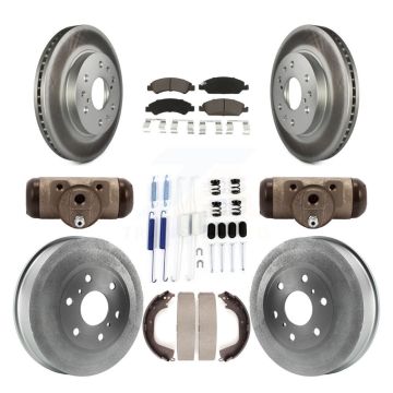 Front Rear Coat Disc Brake Rotor Ceramic Pad Drum Kit (9Pc) For GMC Sierra 1500 Chevrolet KGC-102097