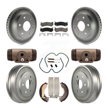 Front Rear Coated Brake Rotor Ceramic Pad Drum Kit (9Pc) For Chevrolet Silverado 1500 GMC KGC-102101