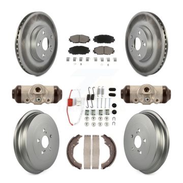 Front Rear Coat Disc Brake Rotors Ceramic Pad Drum Kit (9Pc) For 2009-2013 Toyota Corolla KGC-102103
