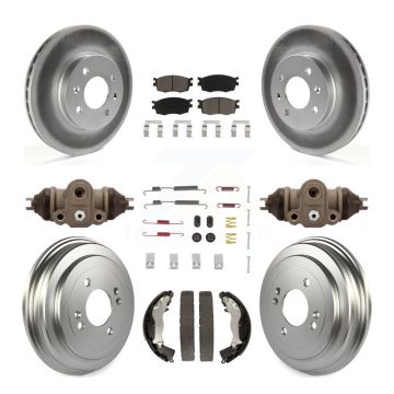 Front Rear Coated Brake Rotors Ceramic Pad Drum Kit (9Pc) For Hyundai Accent Kia Rio Rio5 KGC-102105