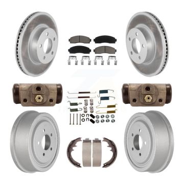 Front Rear Coated Disc Brake Rotor Ceramic Pad Drum Kit (9Pc) For Ford Ranger Mazda B4000 KGC-102110